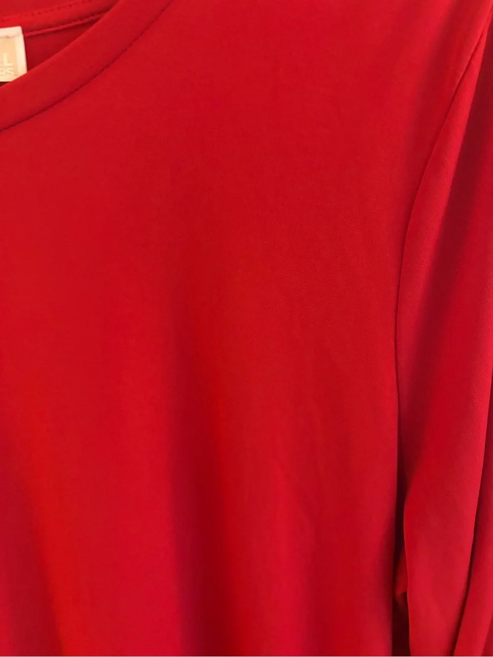 Michael Kors Red Long-Sleeve Top with Gold Stud Sleeve Detail